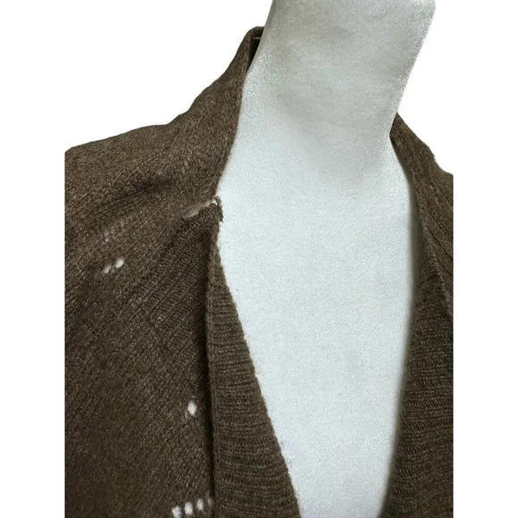 Vince Women’s Yak Hair & Wool Drop Needle Open Front Brown Cardigan Sweater XS - Picture 5 of 8